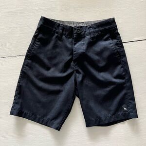 Rip Curl Black Flat Front Shorts boys size 22 with button pocket on back
